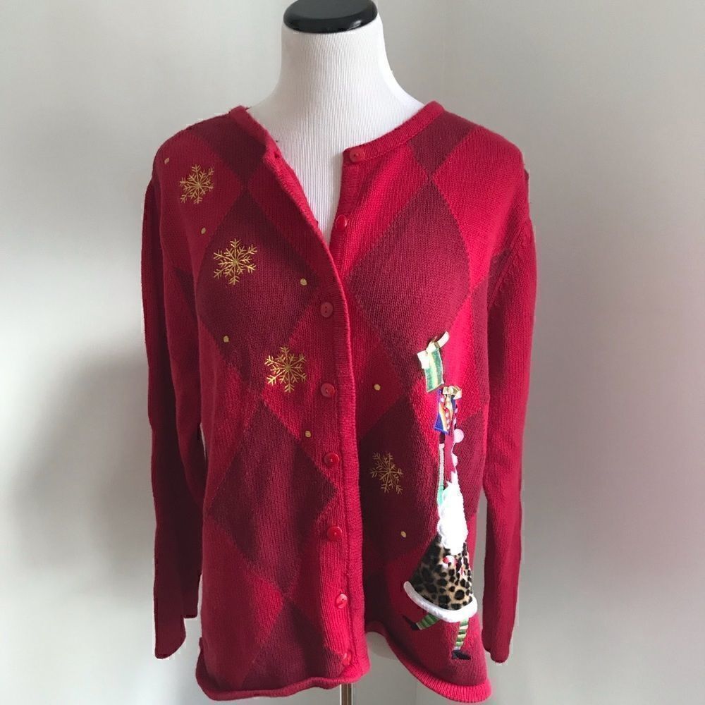 Ugly Christmas Sweater Santa and Presents Sz 16